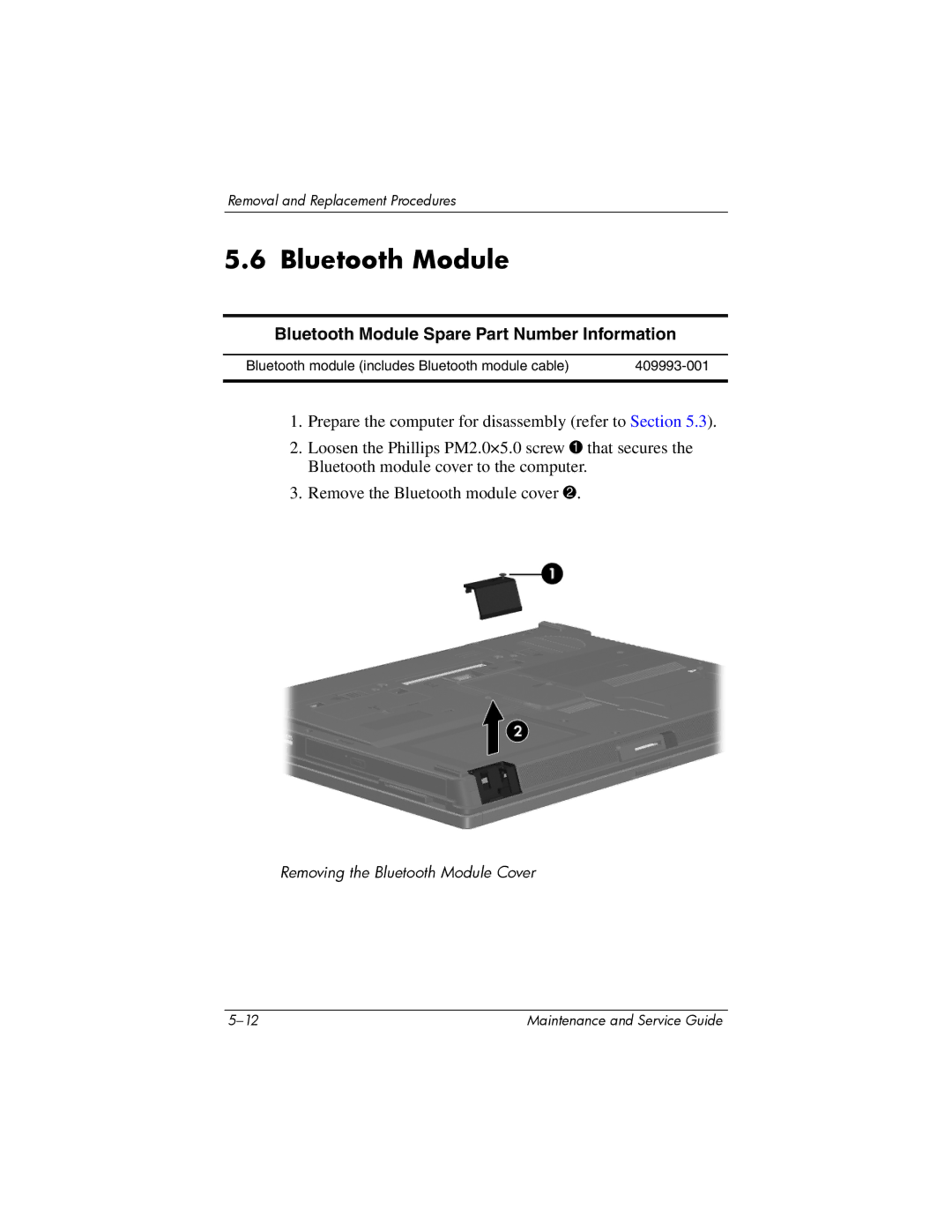 Compaq NC6400 manual Bluetooth Module Spare Part Number Information 