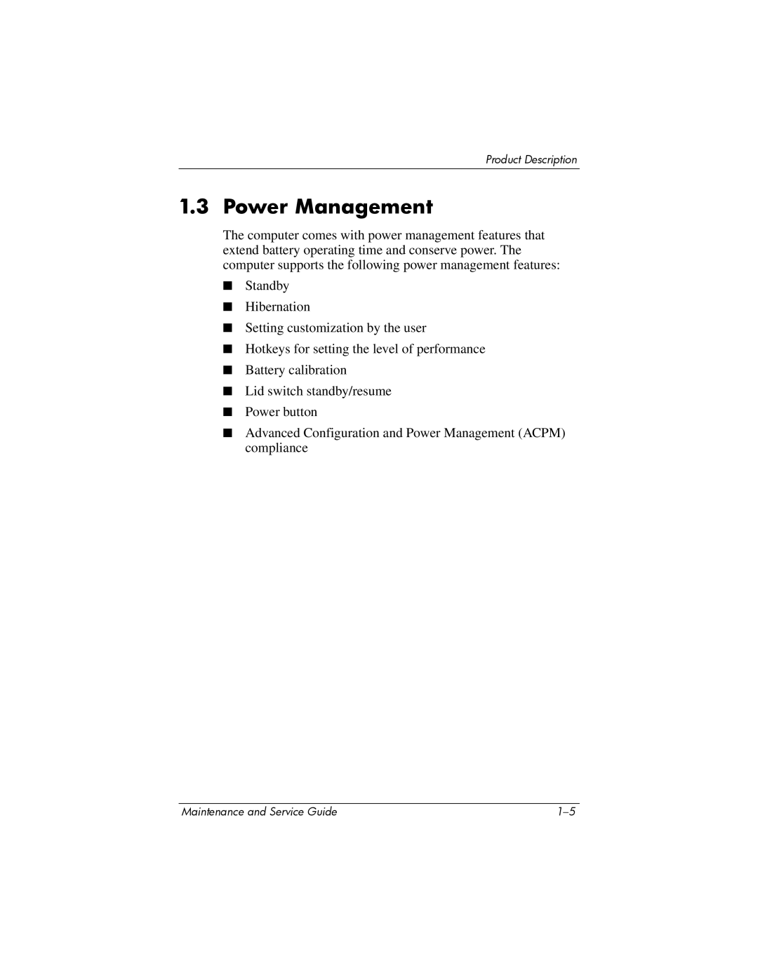 Compaq NC6400 manual Power Management 