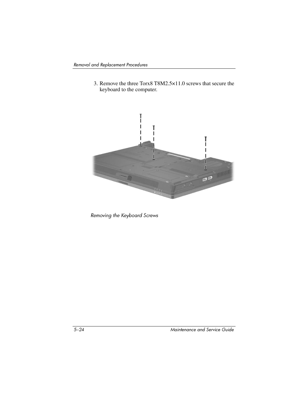 Compaq NC6400 manual Removing the Keyboard Screws 