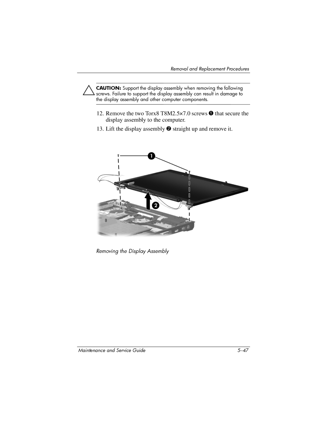 Compaq NC6400 manual Removing the Display Assembly 