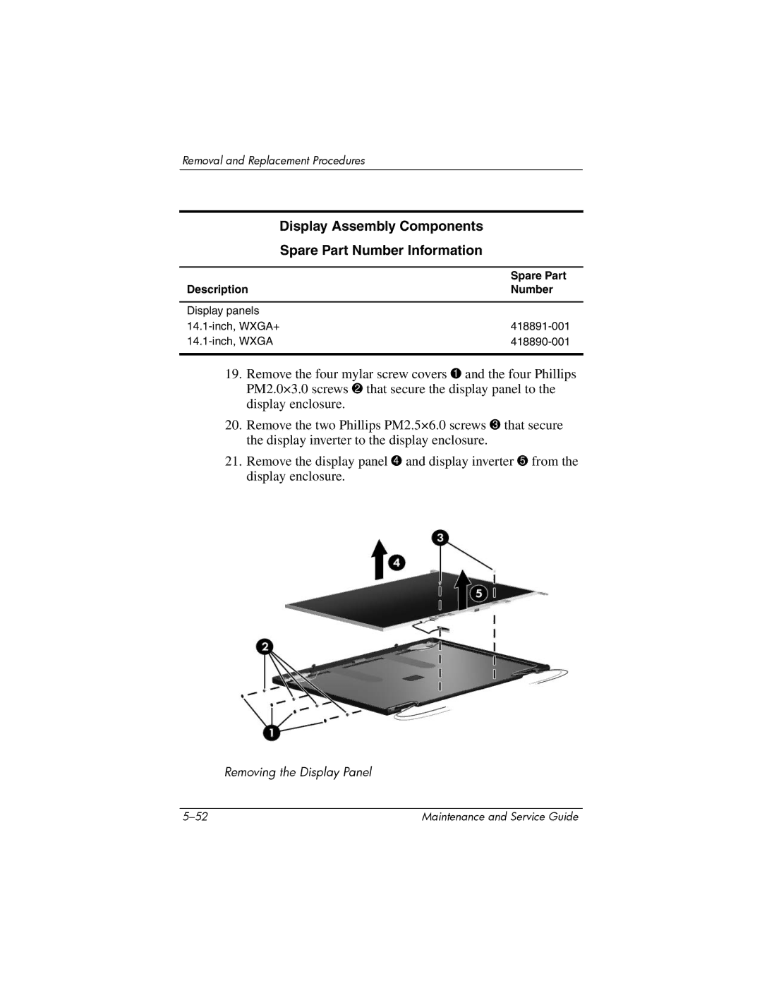 Compaq NC6400 manual Removing the Display Panel 