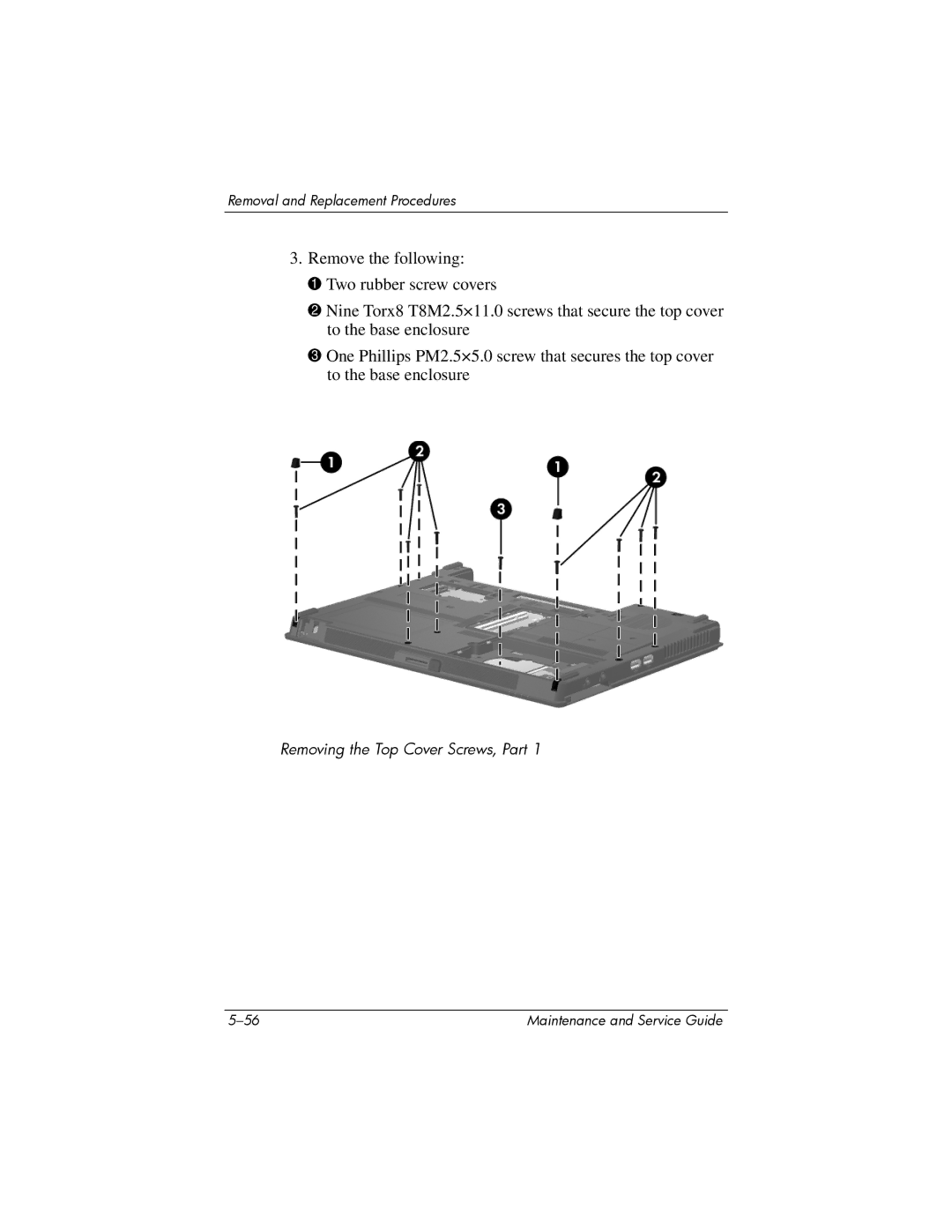 Compaq NC6400 manual Removing the Top Cover Screws, Part 