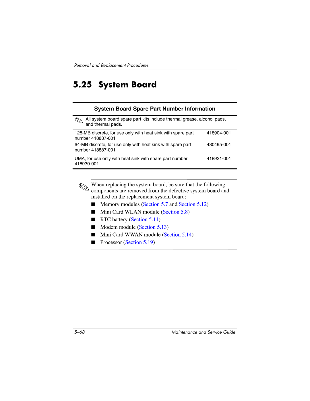 Compaq NC6400 manual System Board Spare Part Number Information 