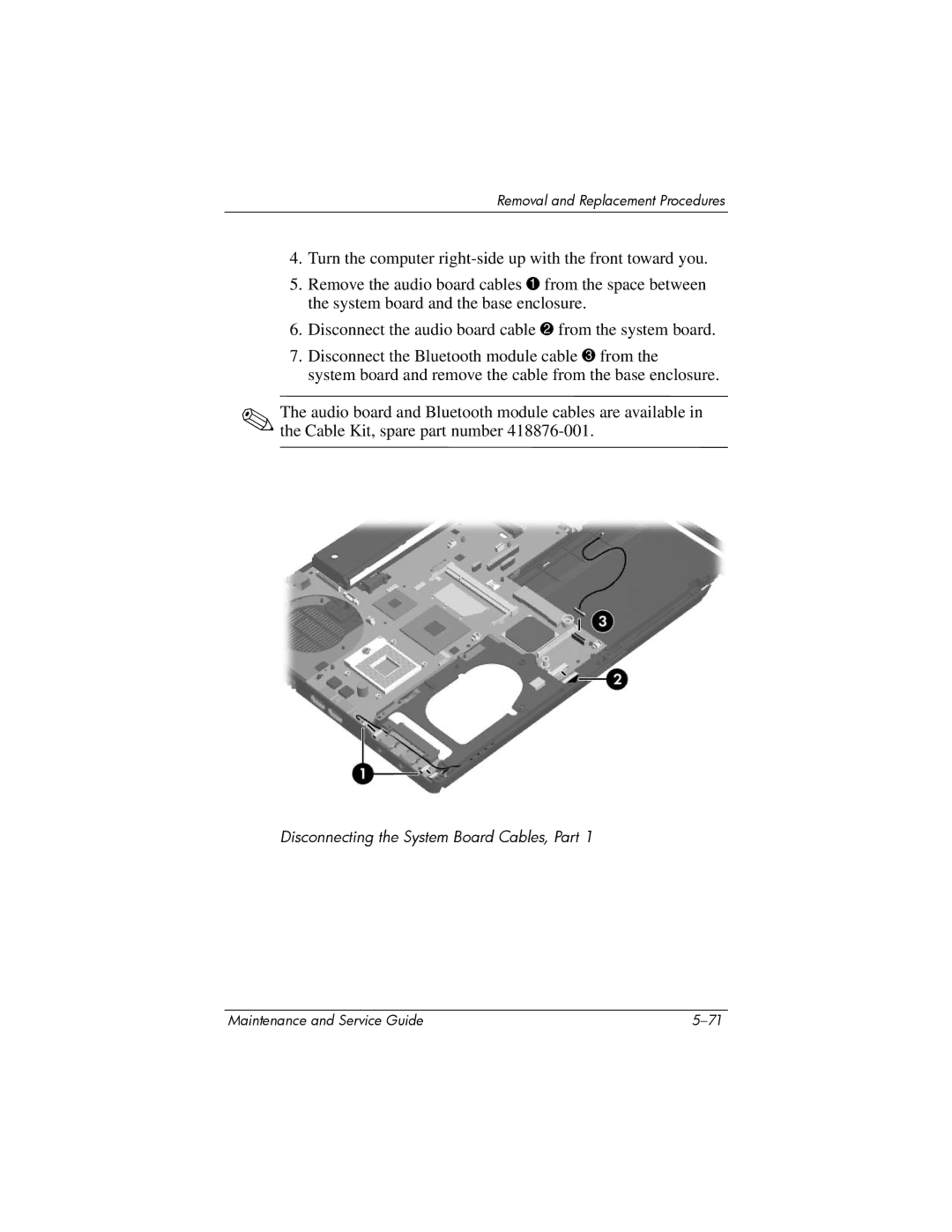 Compaq NC6400 manual Disconnecting the System Board Cables, Part 