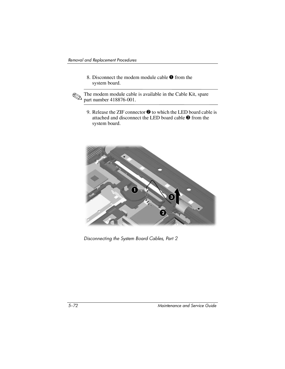 Compaq NC6400 manual Disconnecting the System Board Cables, Part 