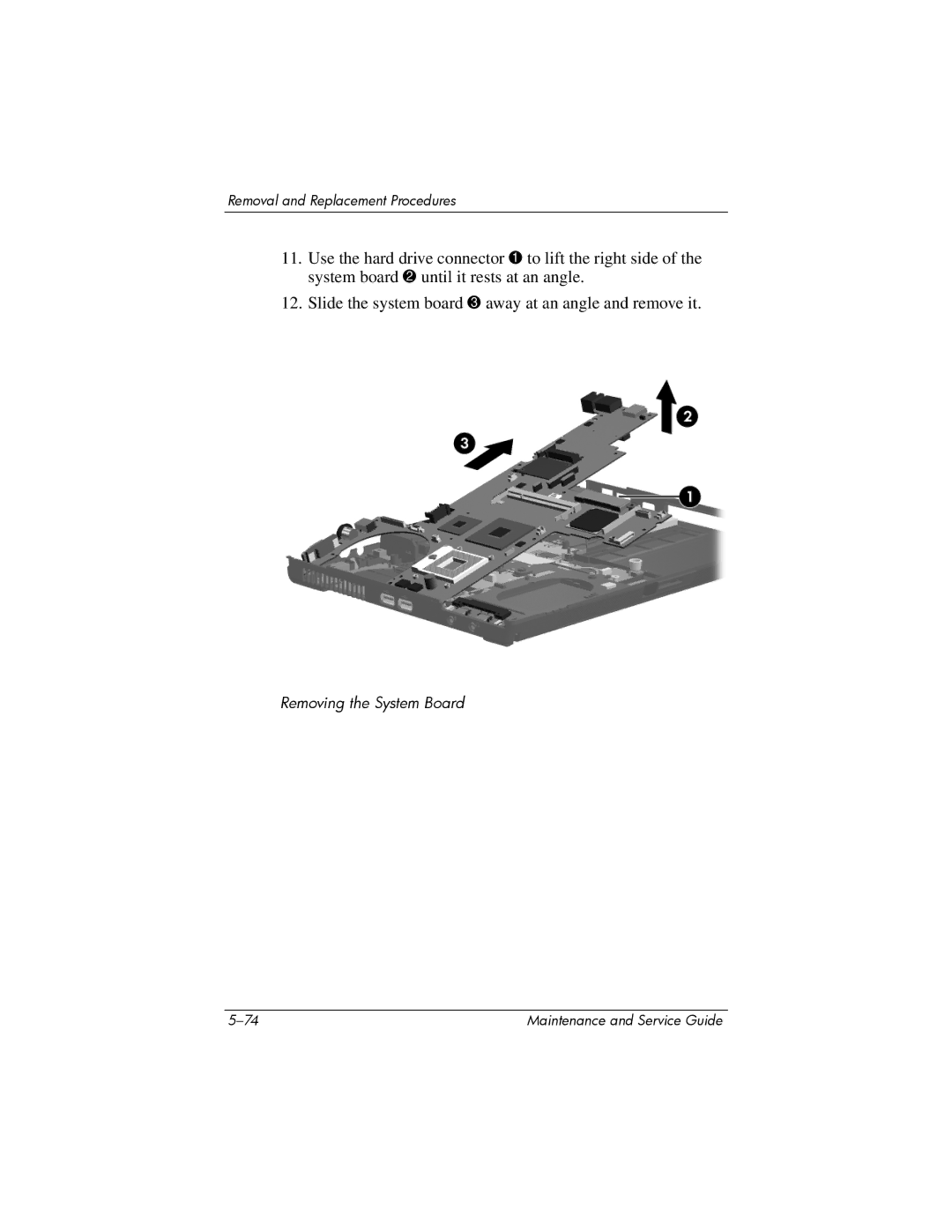 Compaq NC6400 manual Removing the System Board 