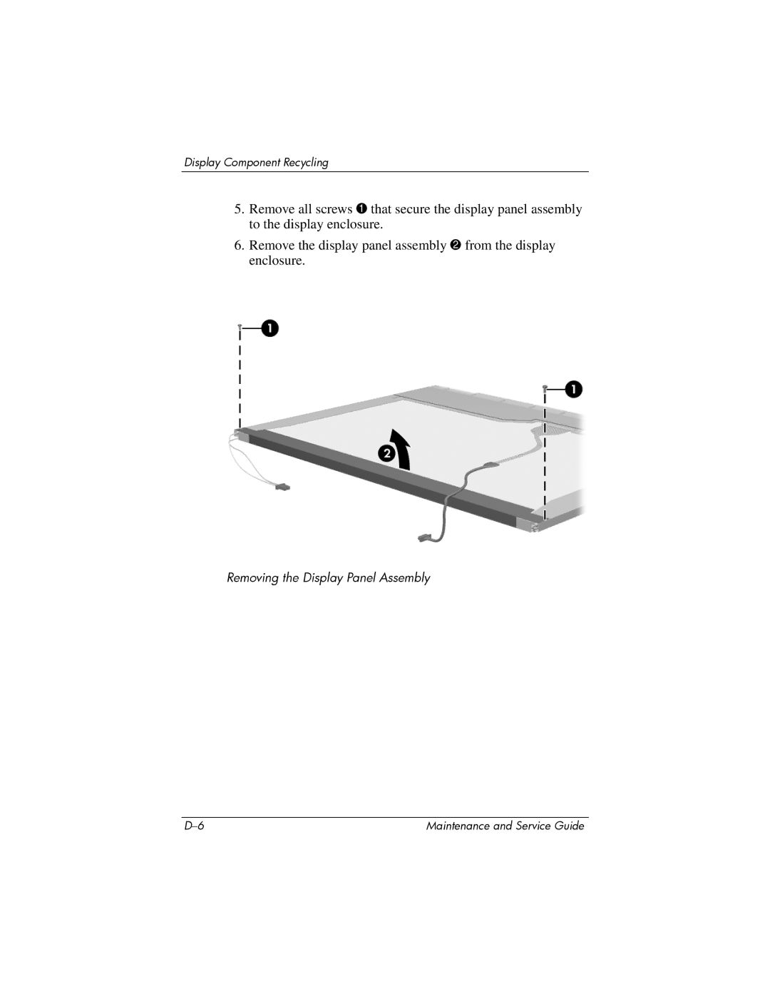 Compaq NC6400 manual Removing the Display Panel Assembly 