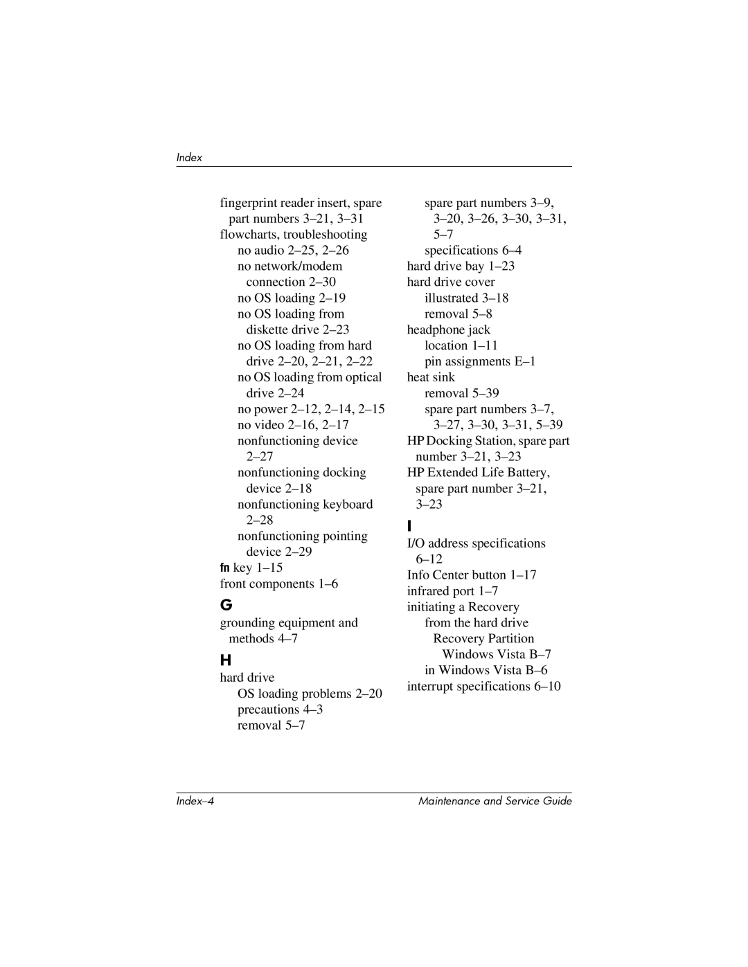 Compaq NC6400 manual Index-4 