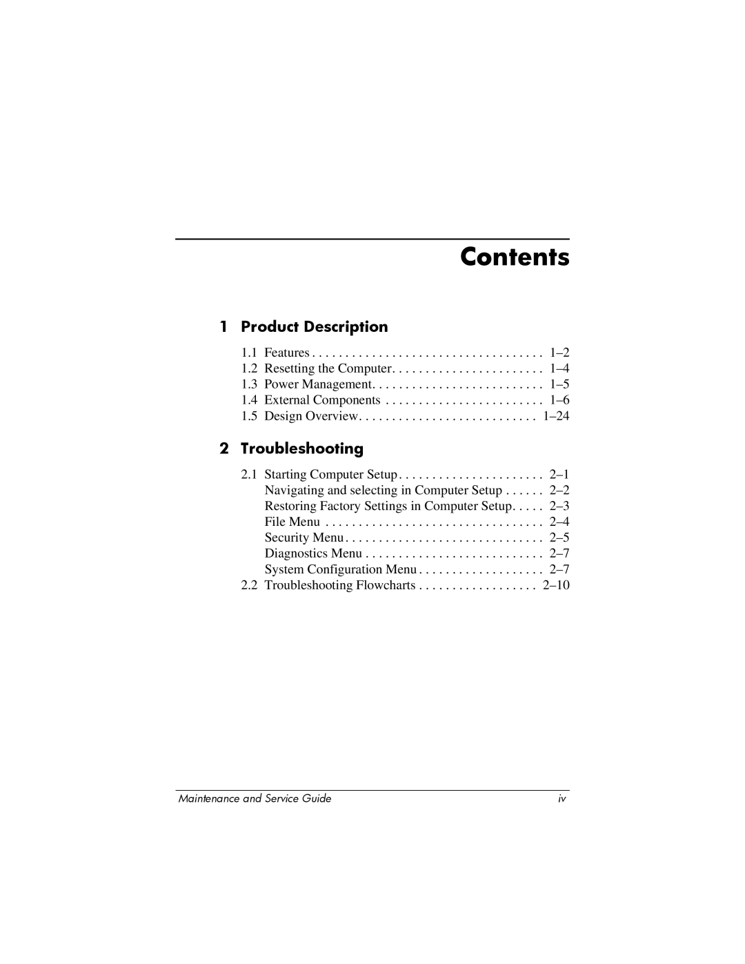 Compaq NC6400 manual Contents 