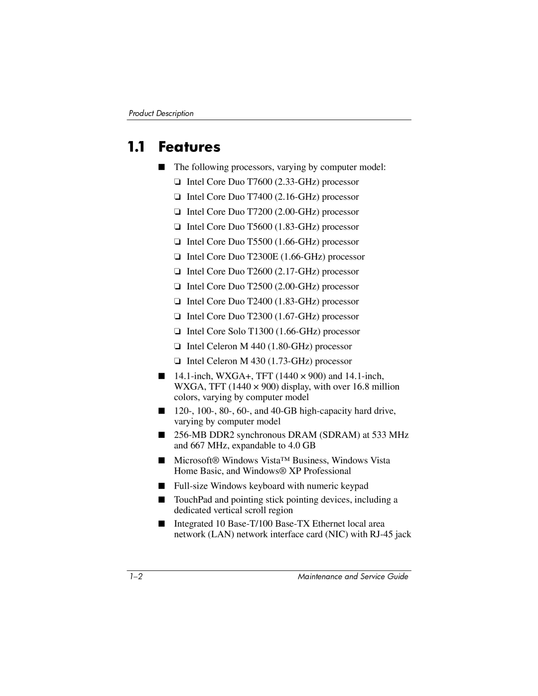 Compaq NC6400 manual Features 