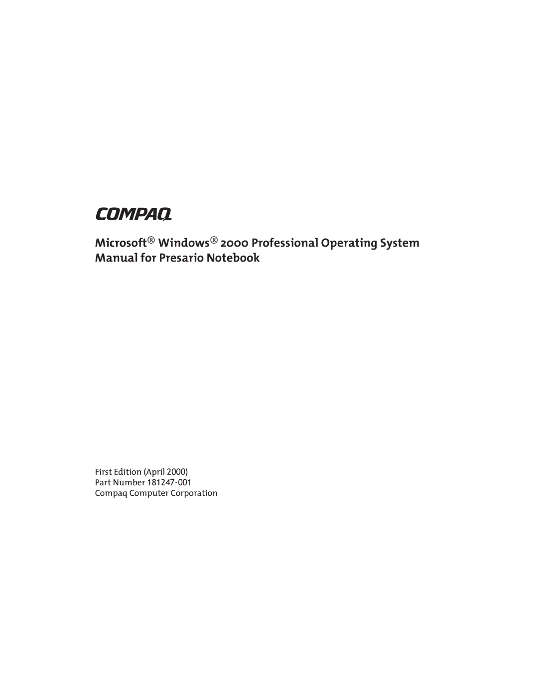 Compaq Notebook PC manual 