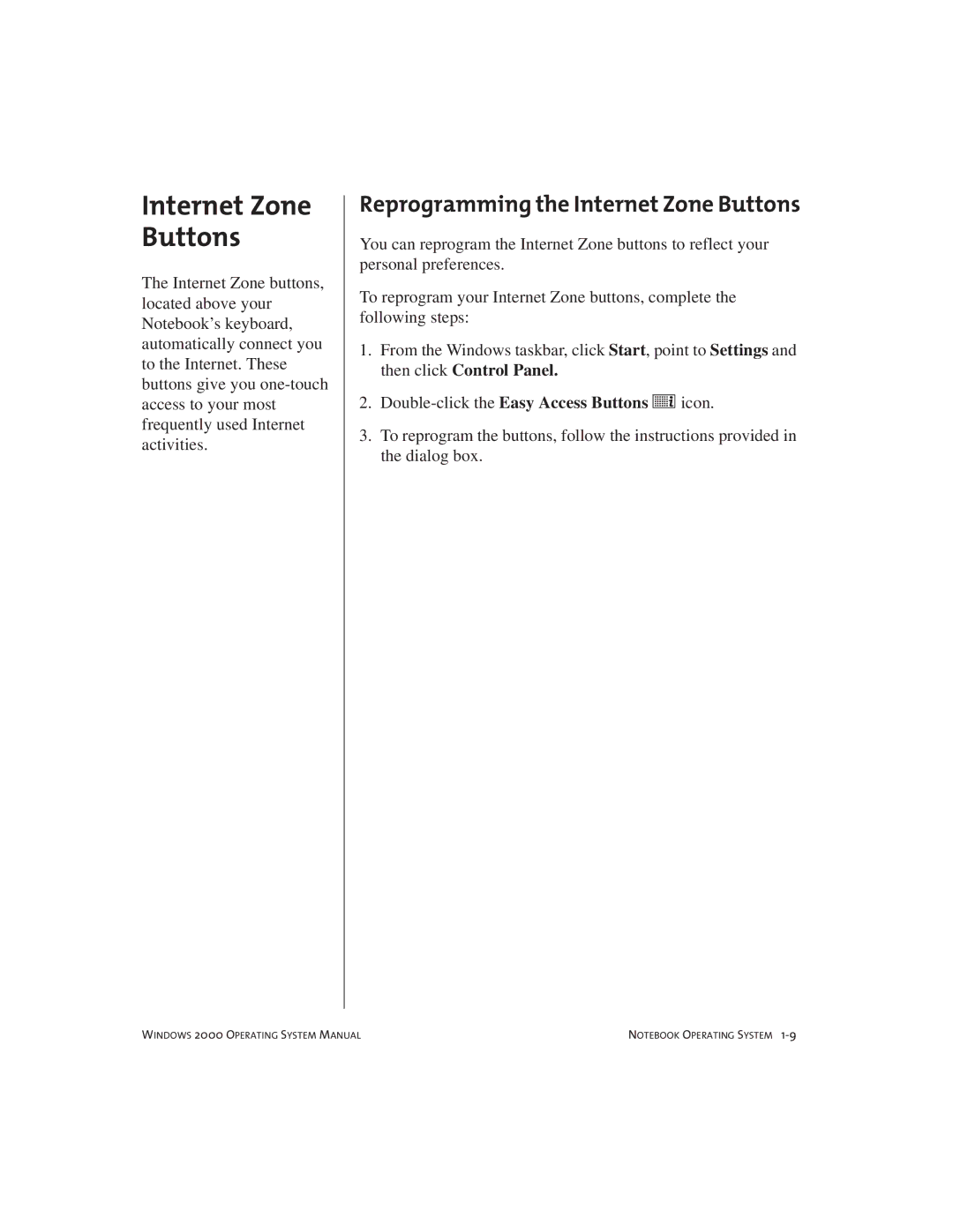 Compaq Notebook PC manual Reprogramming the Internet Zone Buttons 