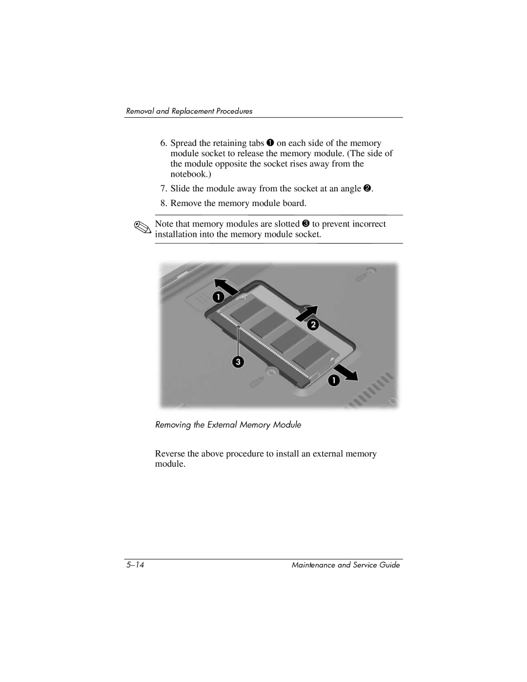 Compaq NX8220, NW8240, NC8230 manual Removing the External Memory Module 