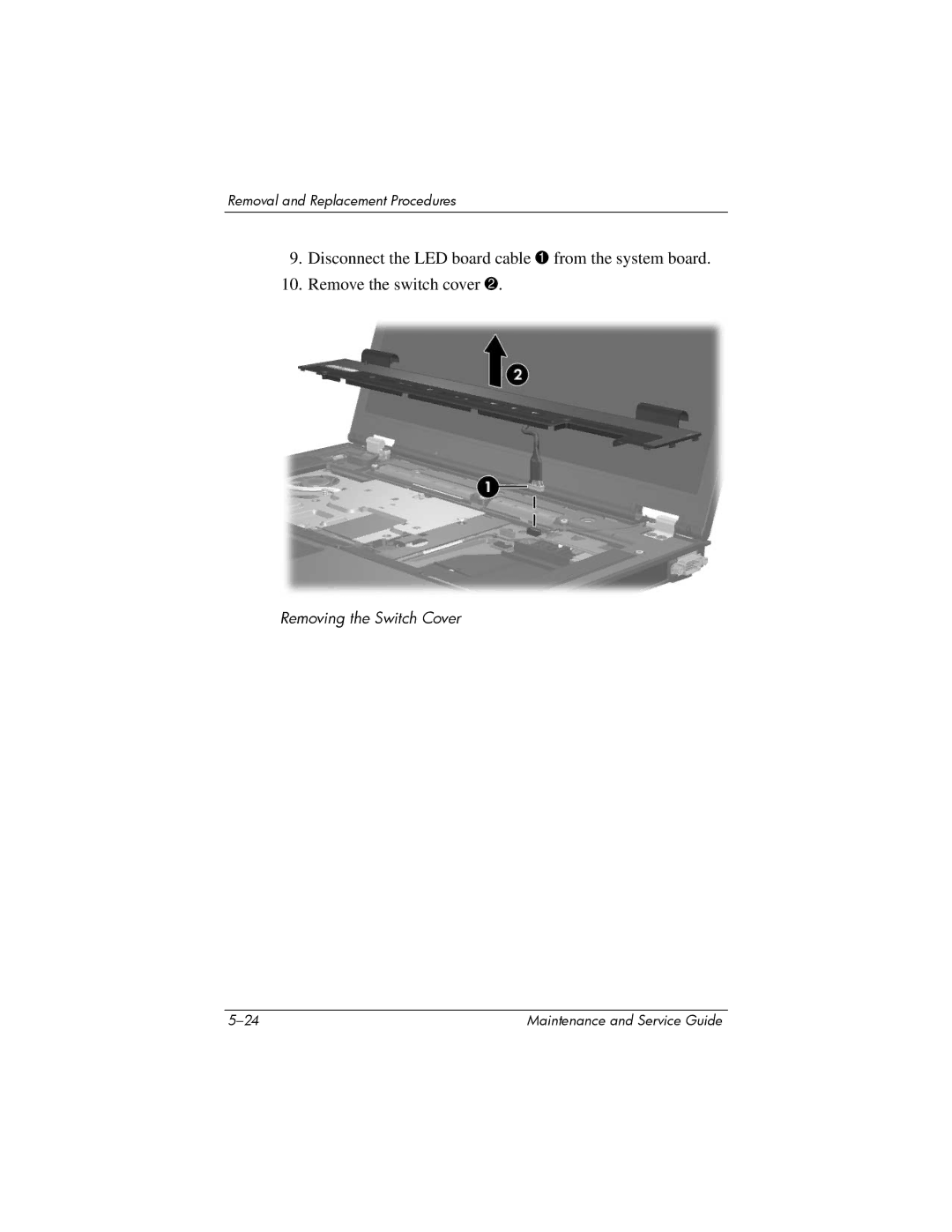 Compaq NC8230, NW8240, NX8220 manual Removing the Switch Cover 