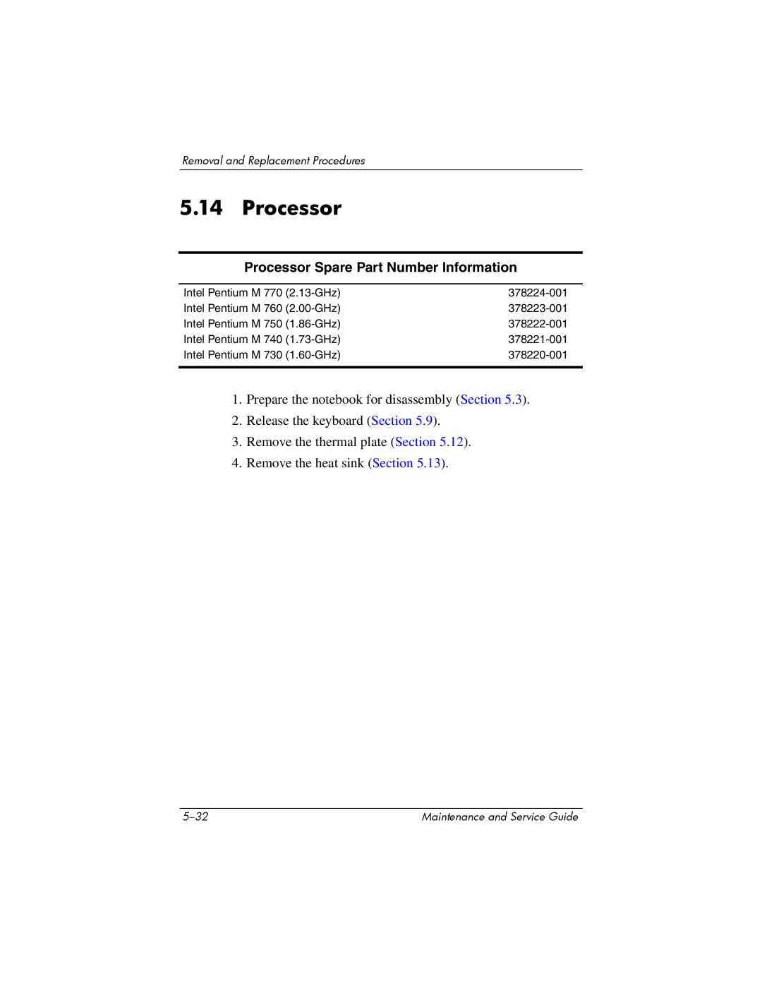 Compaq NX8220, NW8240, NC8230 manual Processor Spare Part Number Information 