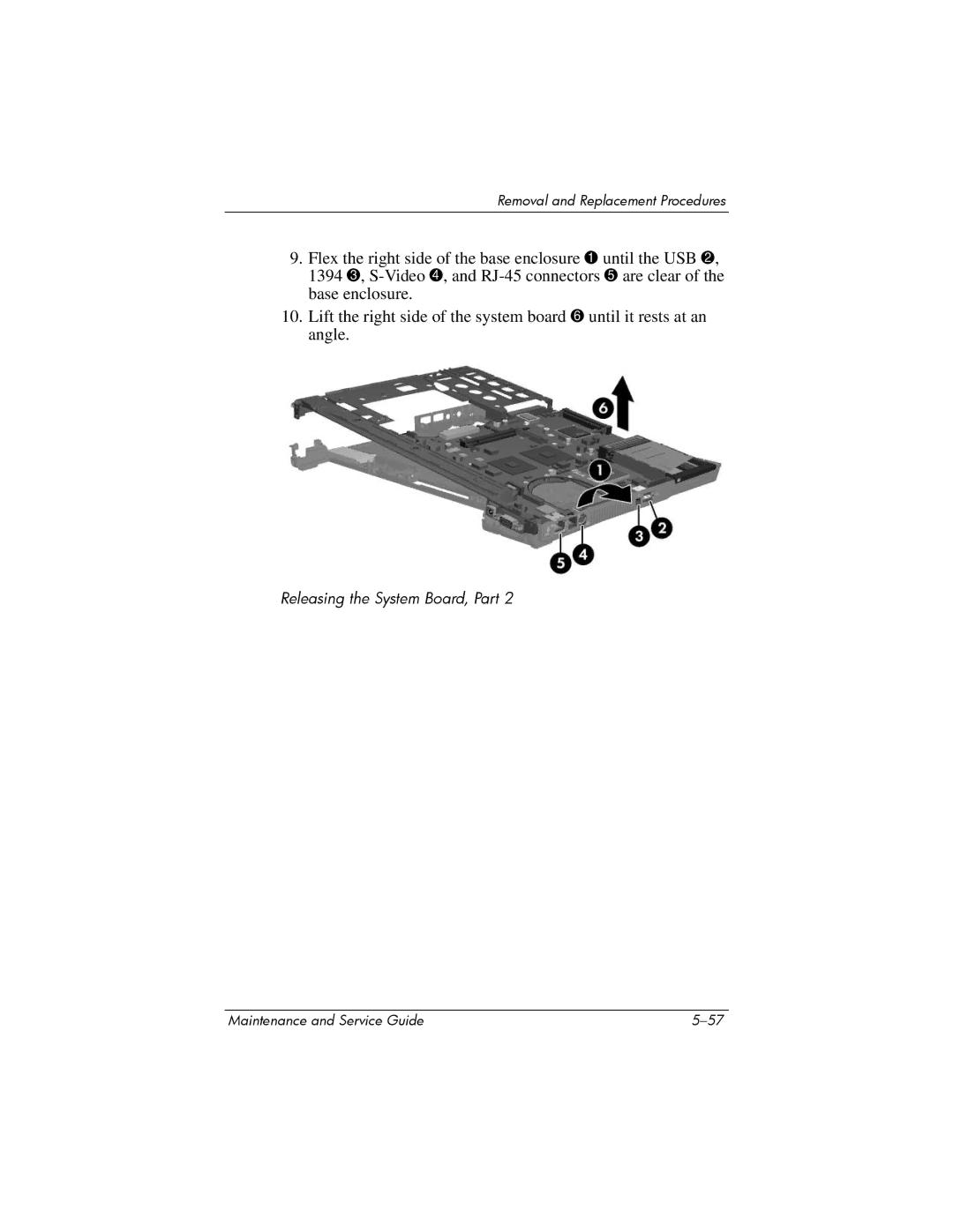 Compaq NC8230, NW8240, NX8220 manual Releasing the System Board, Part 