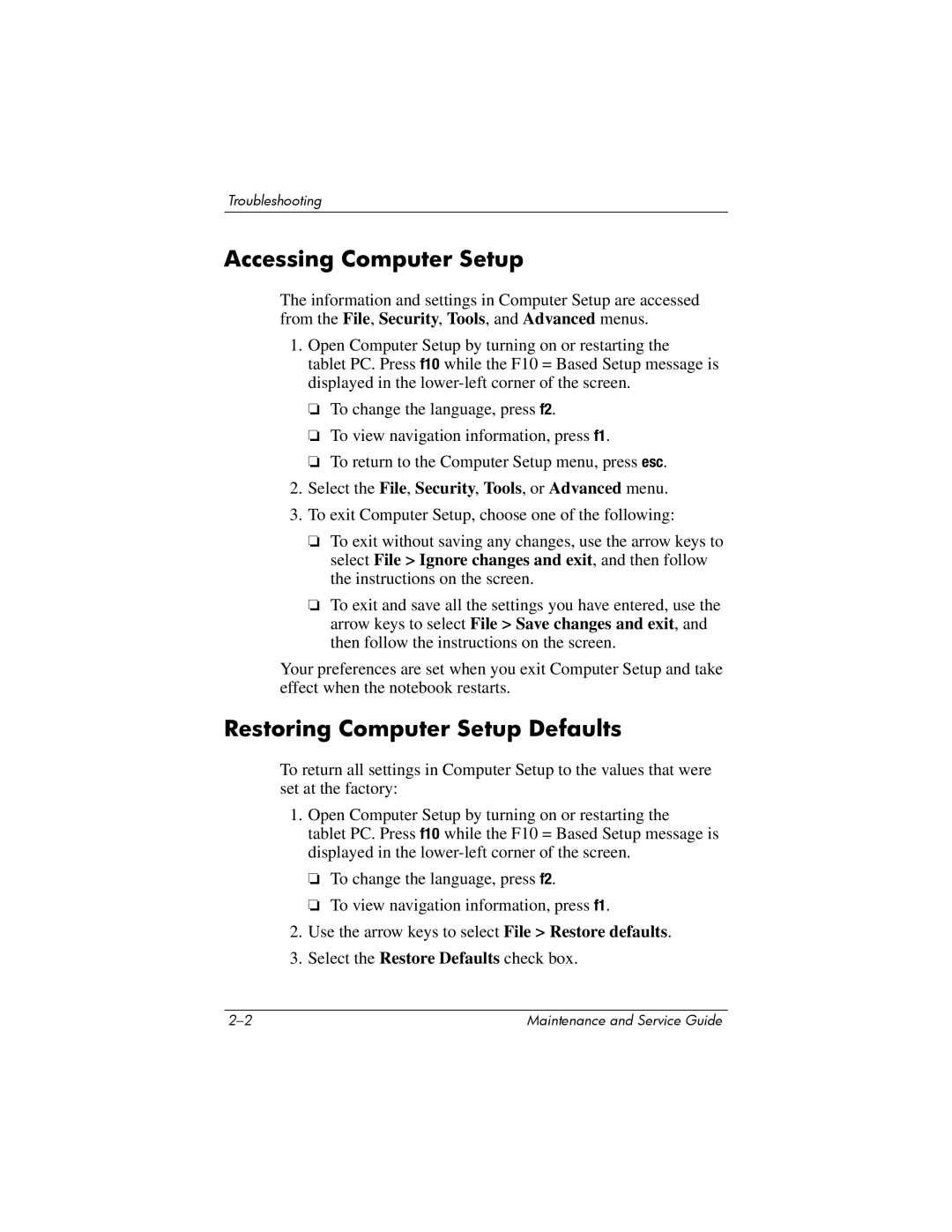 Compaq NC8230, NW8240, NX8220 manual Accessing Computer Setup 