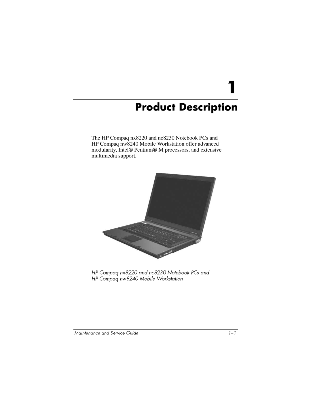 Compaq NC8230, NW8240, NX8220 manual Product Description 