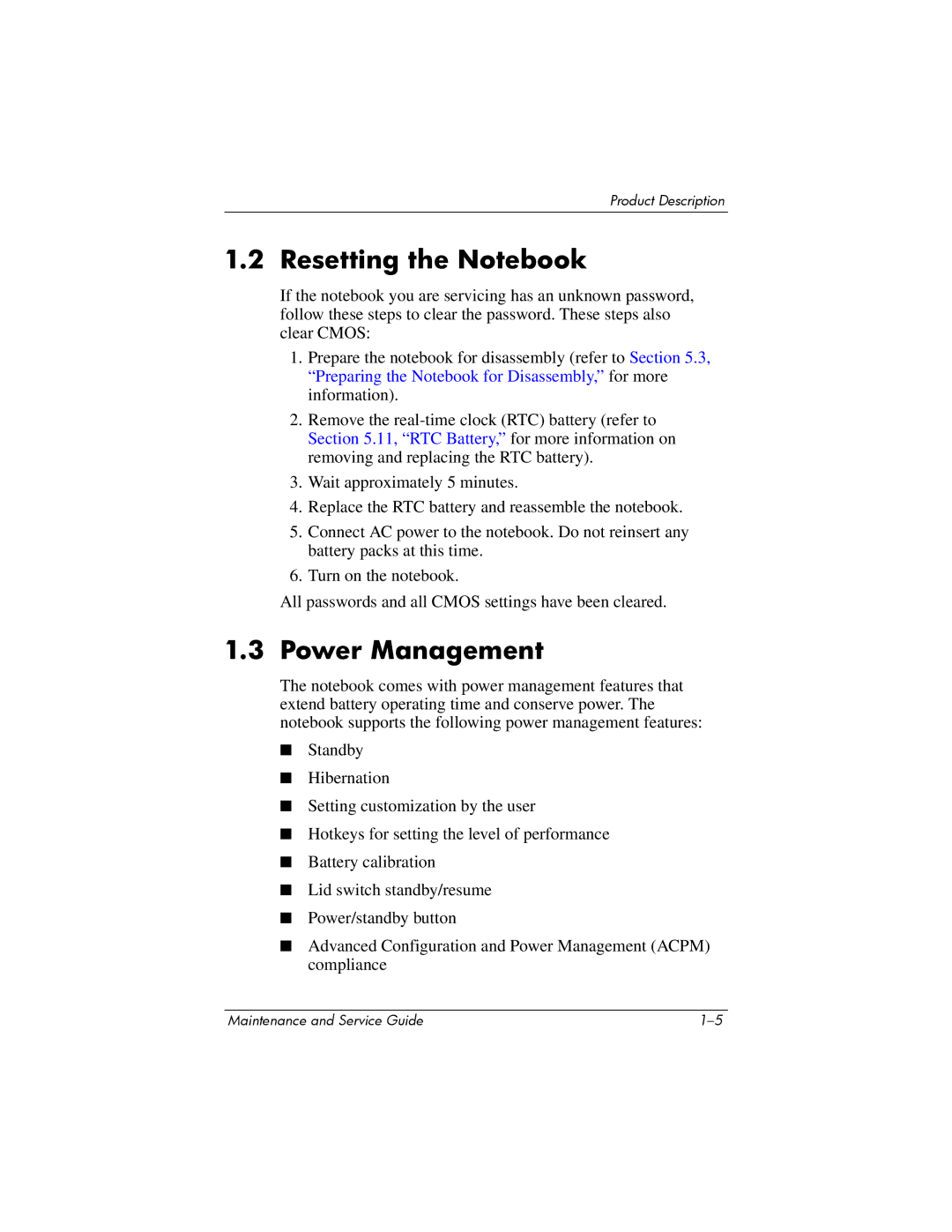 Compaq NW8240, NX8220, NC8230 manual Resetting the Notebook, Power Management 