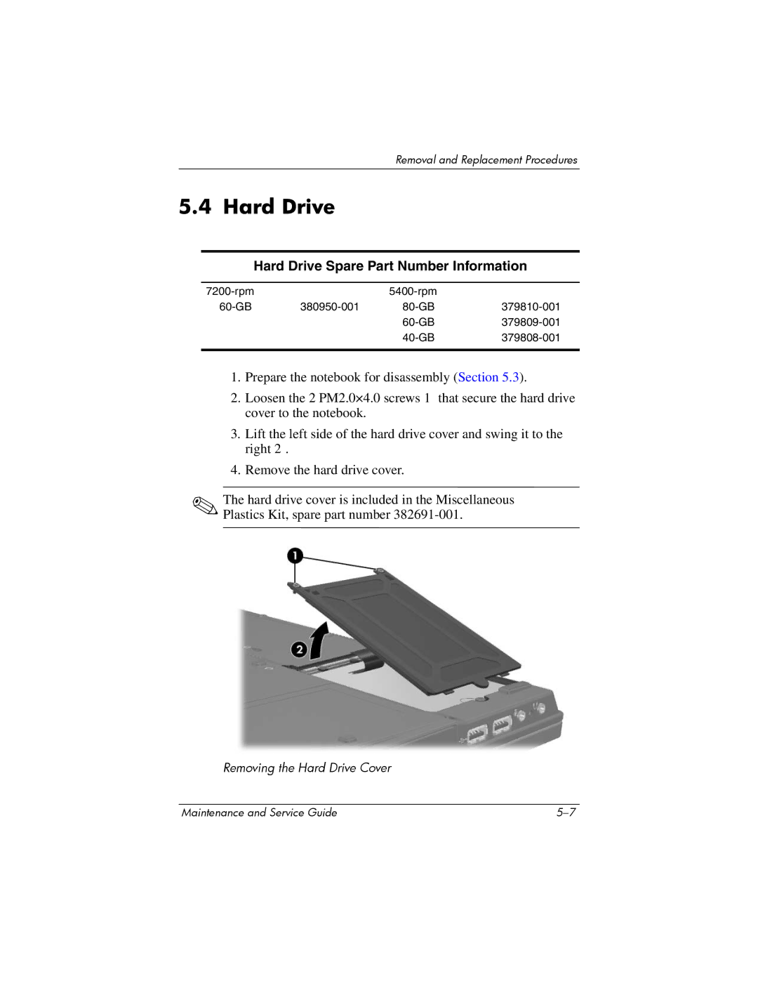 Compaq NW8240, NX8220, NC8230 manual Hard Drive Spare Part Number Information 