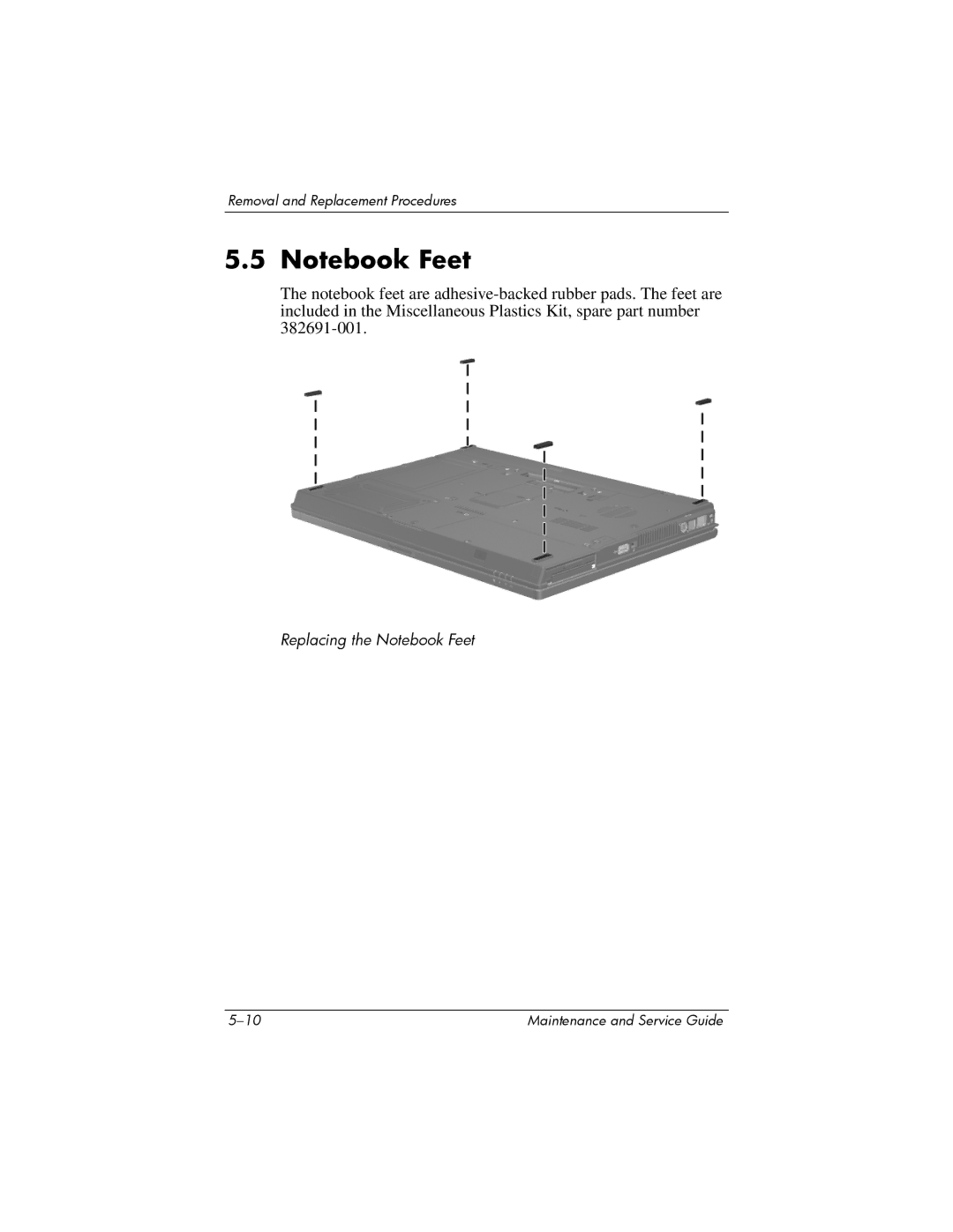 Compaq NW8240, NX8220, NC8230 manual Replacing the Notebook Feet 