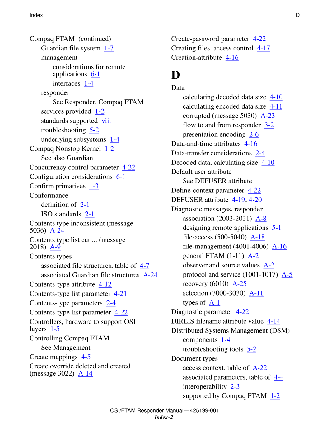 Compaq OSI/APLMGR D43, OSI/FTAM D43 manual Index-2 