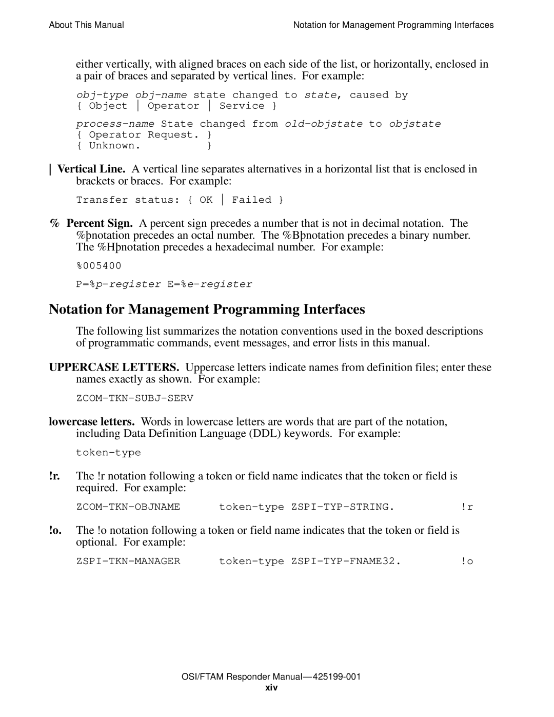 Compaq OSI/APLMGR D43, OSI/FTAM D43 manual Notation for Management Programming Interfaces 