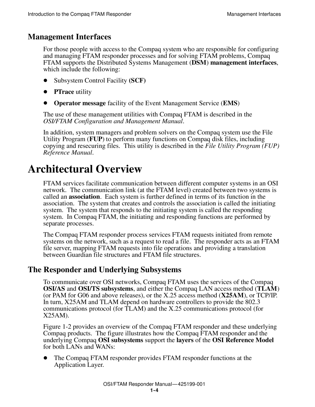 Compaq OSI/APLMGR D43, OSI/FTAM D43 Architectural Overview, Management Interfaces, Responder and Underlying Subsystems 