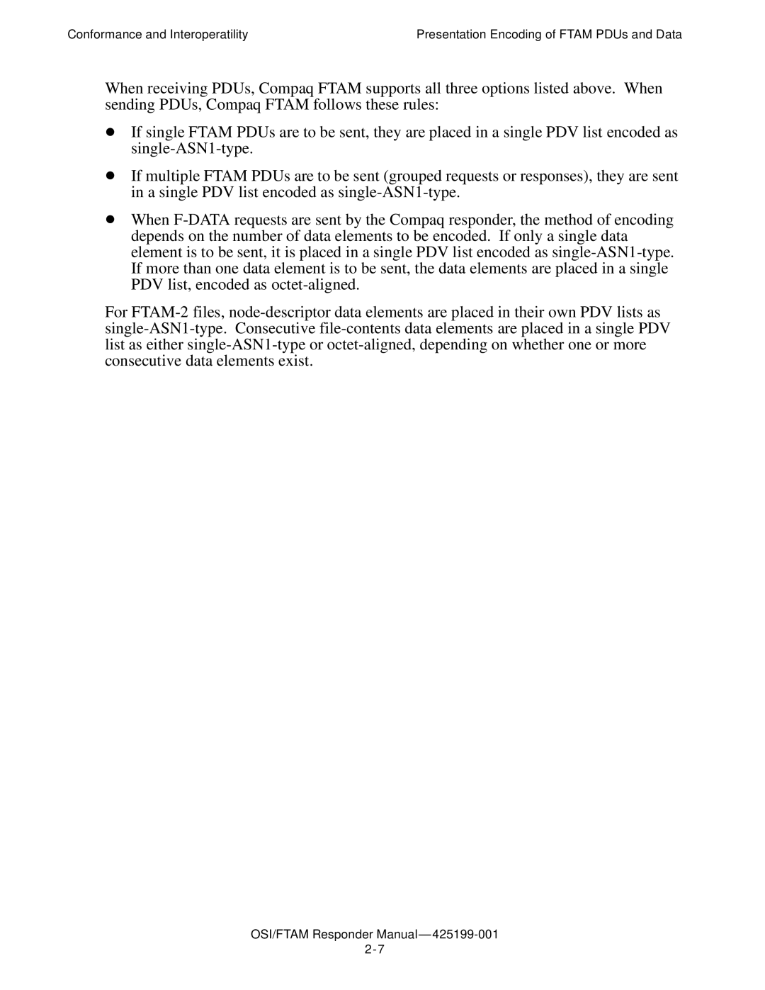 Compaq OSI/FTAM D43, OSI/APLMGR D43 manual OSI/FTAM Responder Manual-425199-001 