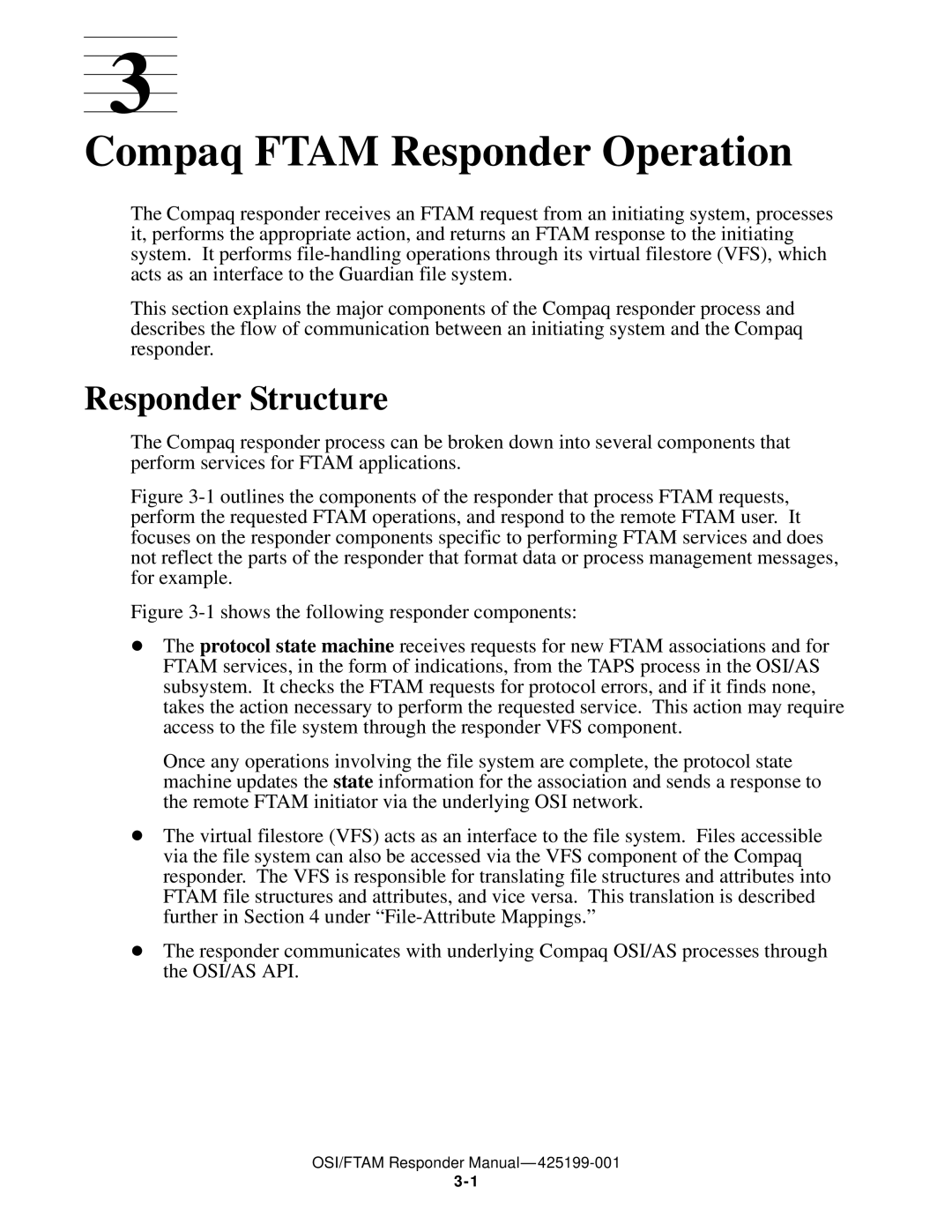 Compaq OSI/FTAM D43, OSI/APLMGR D43 manual Compaq Ftam Responder Operation, Responder Structure 