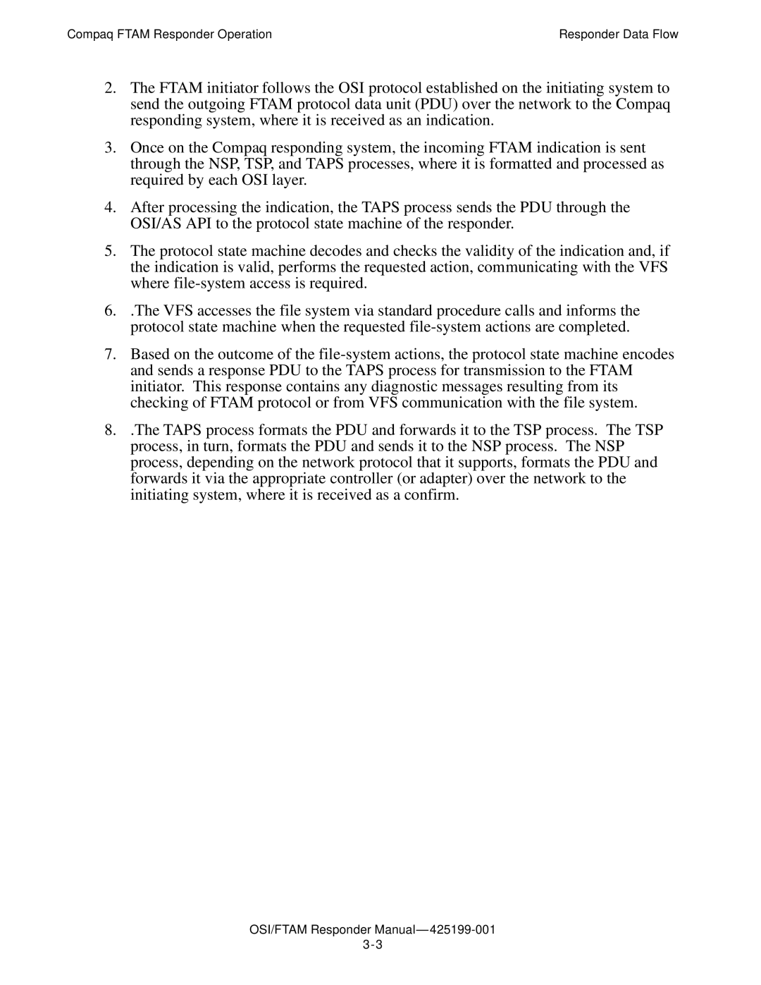 Compaq OSI/FTAM D43, OSI/APLMGR D43 manual Compaq Ftam Responder Operation Responder Data Flow 