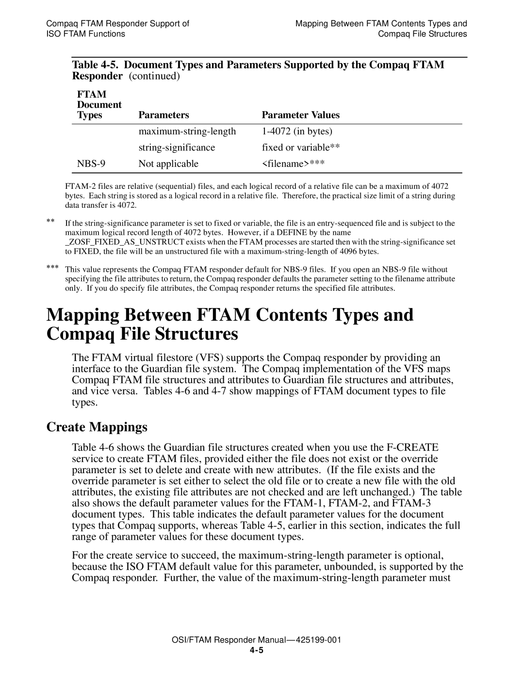 Compaq OSI/FTAM D43, OSI/APLMGR D43 manual Create Mappings 