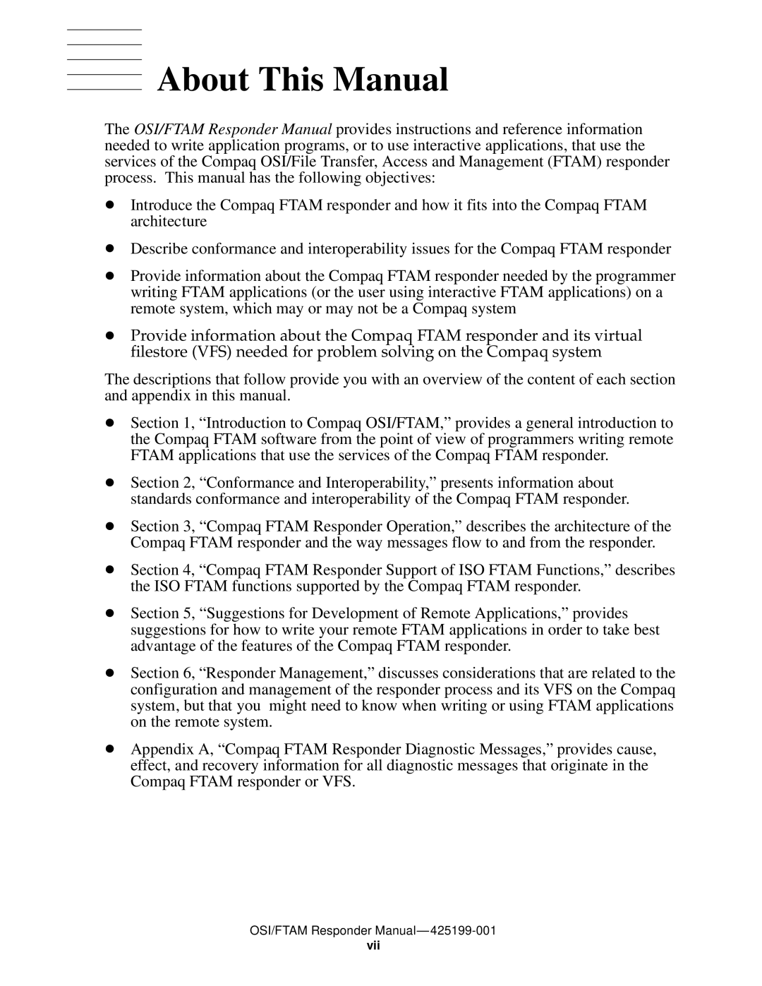 Compaq OSI/FTAM D43, OSI/APLMGR D43 manual About This Manual 