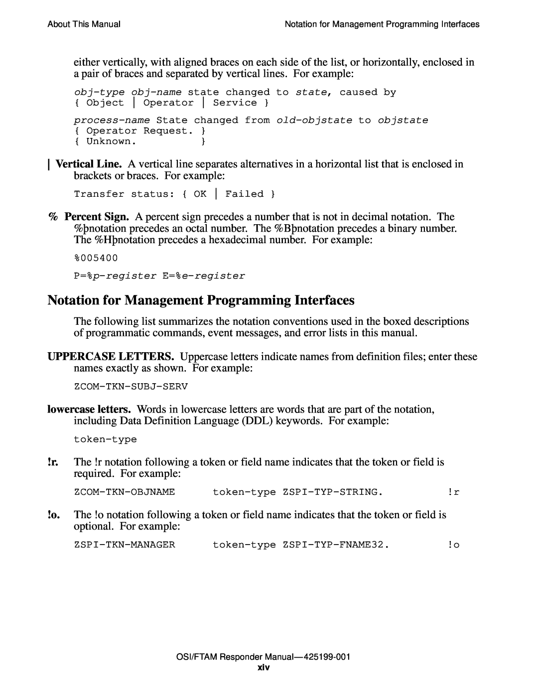 Compaq OSI/APLMGR D43, OSI/FTAM D43 manual Notation for Management Programming Interfaces 