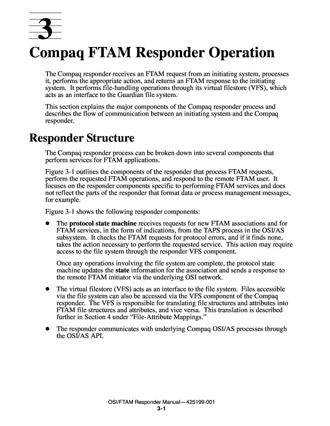 Compaq OSI/FTAM D43, OSI/APLMGR D43 manual Compaq FTAM Responder Operation, Responder Structure 