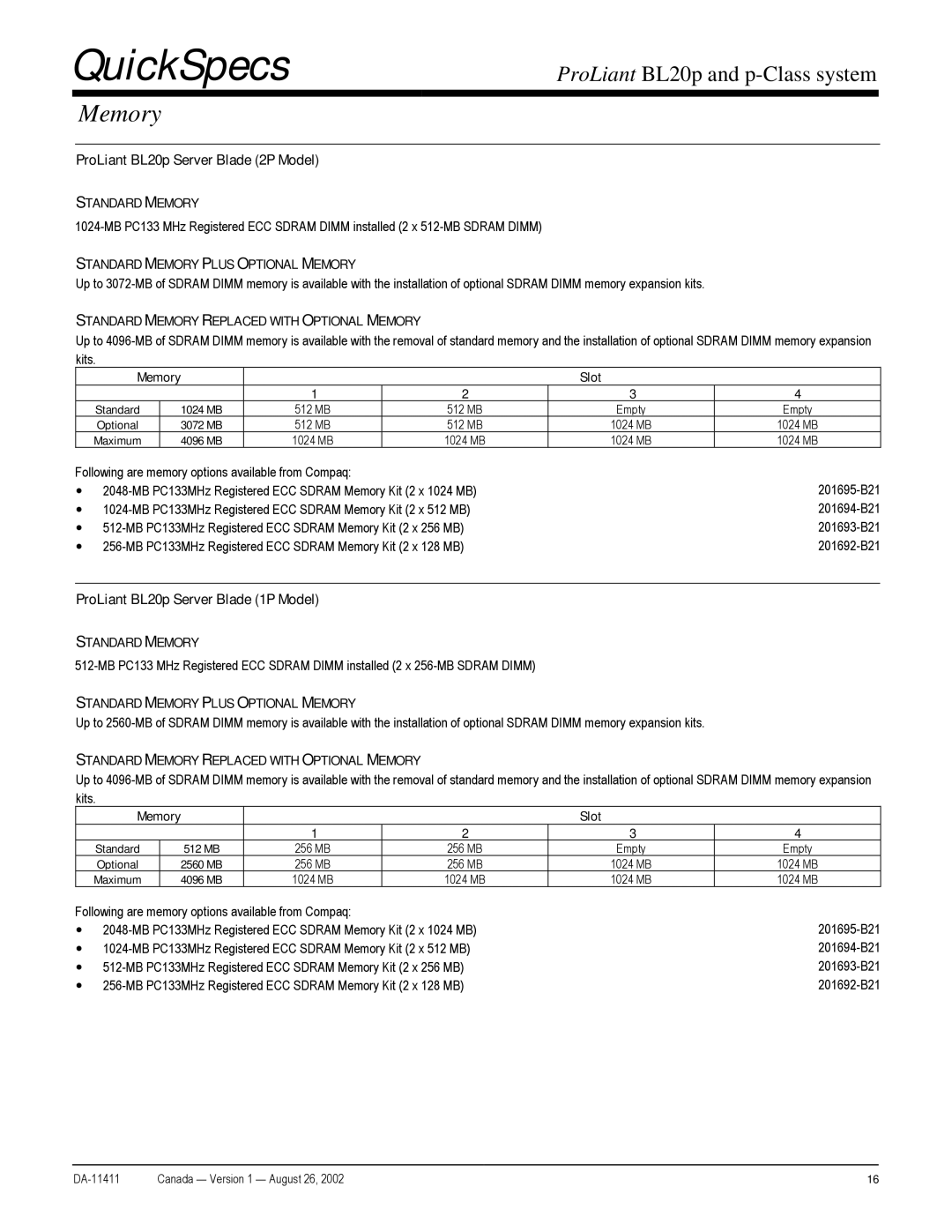 Compaq p-Class warranty Memory Slot 