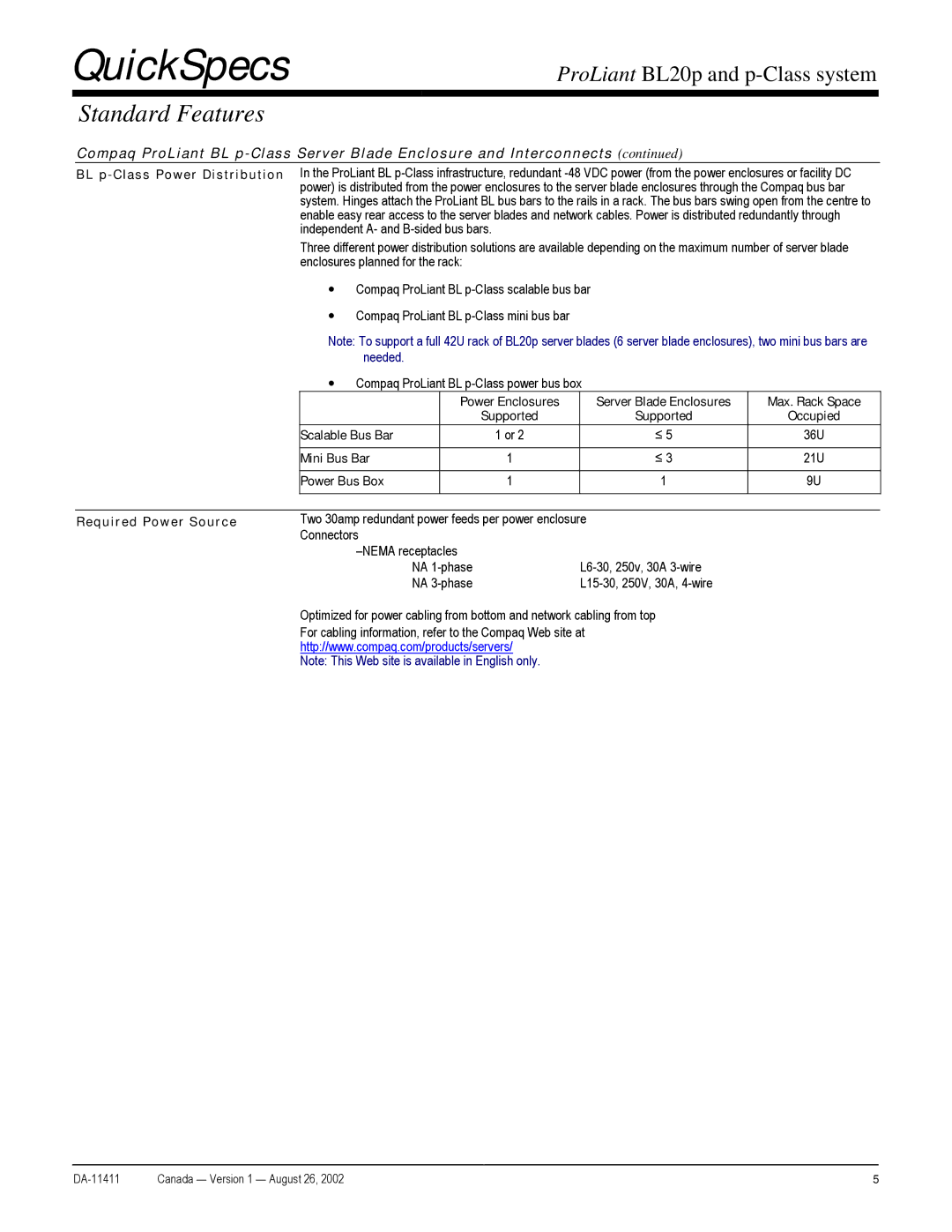 Compaq p-Class warranty QuickSpecs 