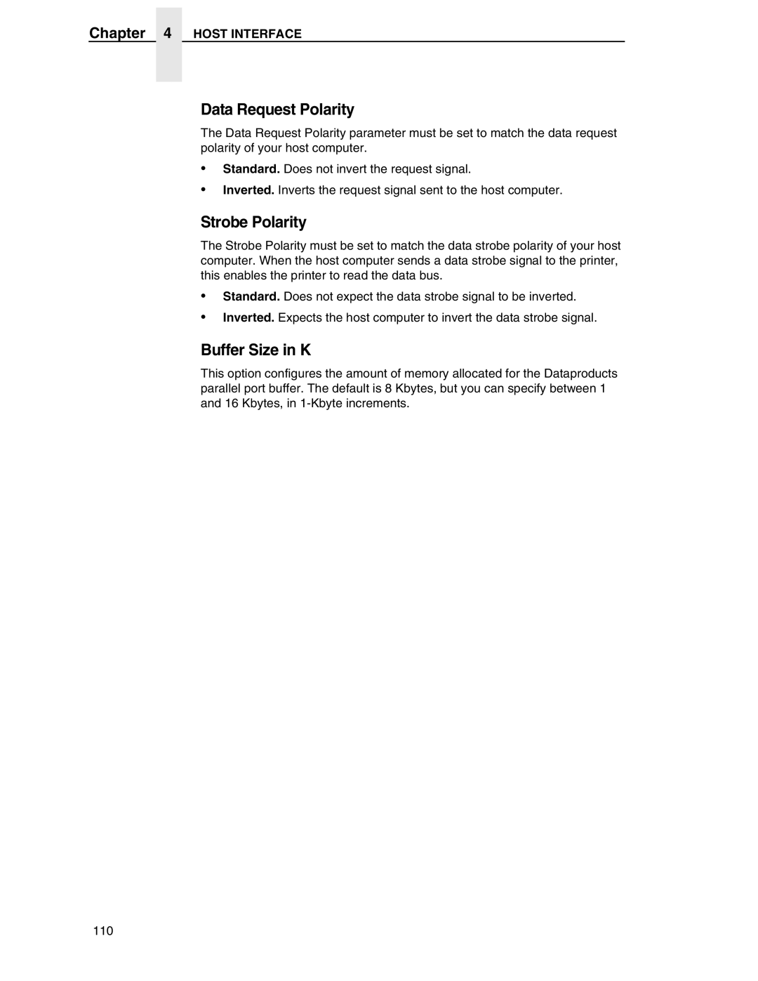 Compaq P5000 Series setup guide Data Request Polarity 