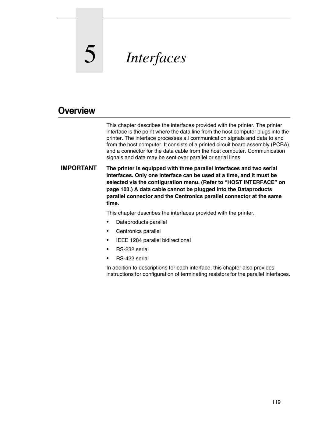 Compaq P5000 Series setup guide Interfaces 