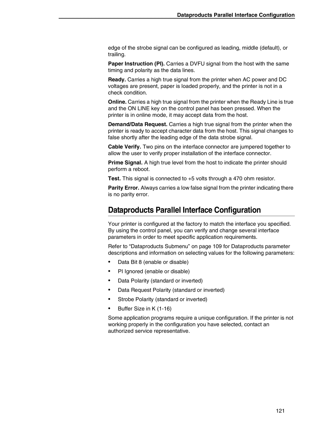 Compaq P5000 Series setup guide Dataproducts Parallel Interface Configuration 