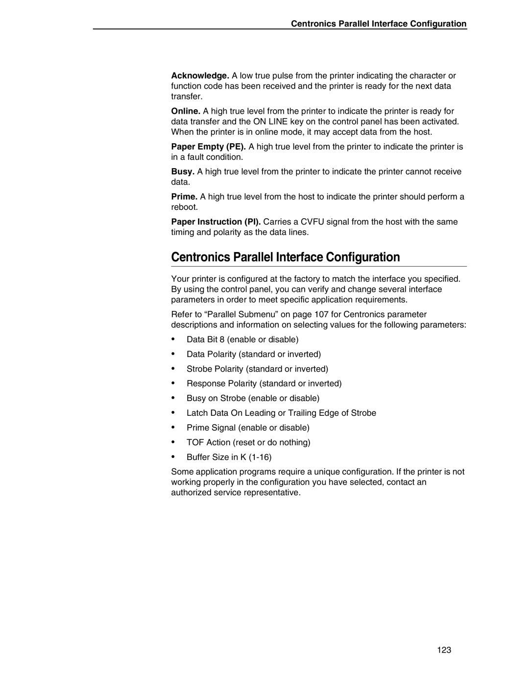 Compaq P5000 Series setup guide Centronics Parallel Interface Configuration 