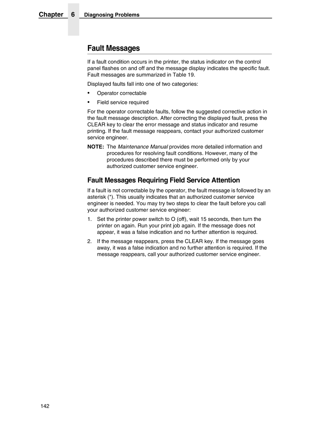 Compaq P5000 Series setup guide Fault Messages Requiring Field Service Attention 