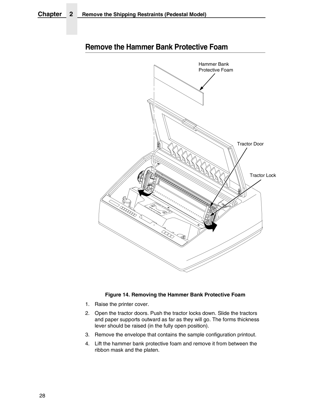 Compaq P5000 Series setup guide Remove the Hammer Bank Protective Foam, Remove the Shipping Restraints Pedestal Model 