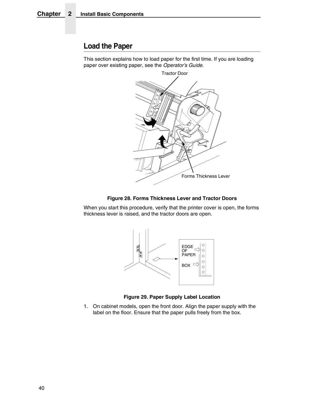 Compaq P5000 Series setup guide Load the Paper, Forms Thickness Lever and Tractor Doors 