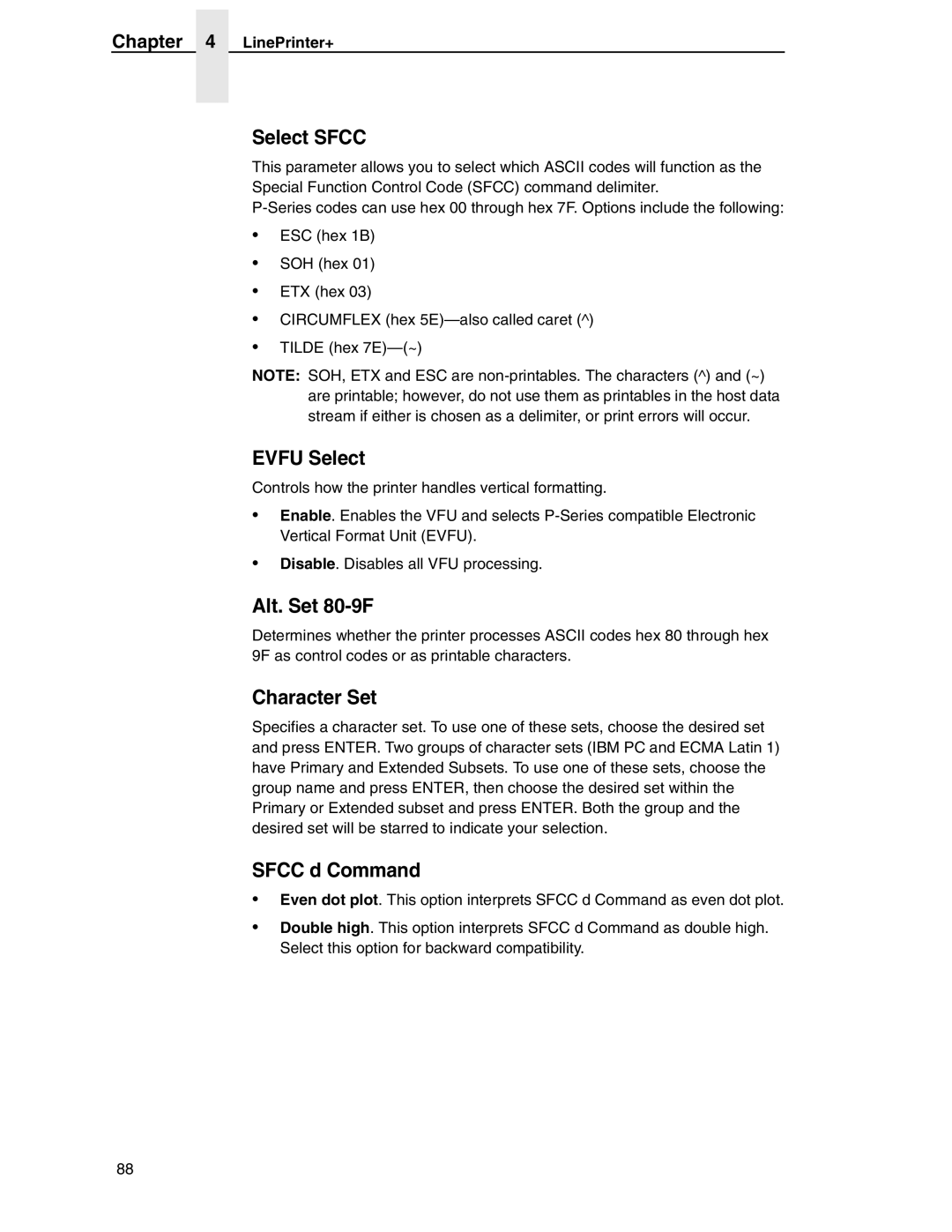 Compaq P5000 Series setup guide Select Sfcc, Evfu Select, Alt. Set 80-9F, Sfcc d Command 