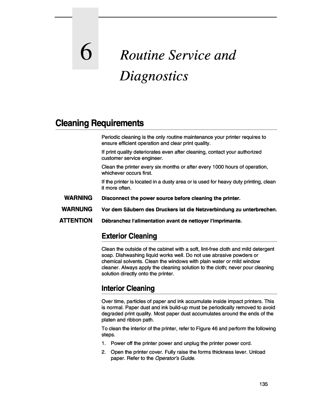 Compaq P5000 Series Routine Service and Diagnostics, Cleaning Requirements, Exterior Cleaning, Interior Cleaning 