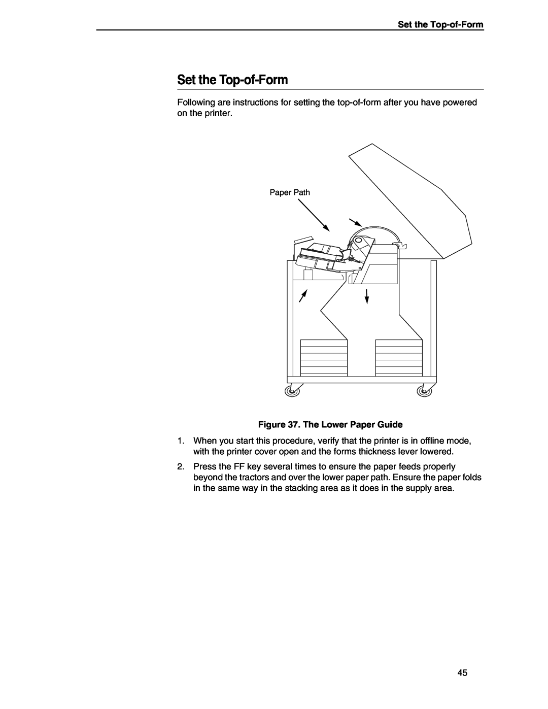 Compaq P5000 Series setup guide Set the Top-of-Form, The Lower Paper Guide 