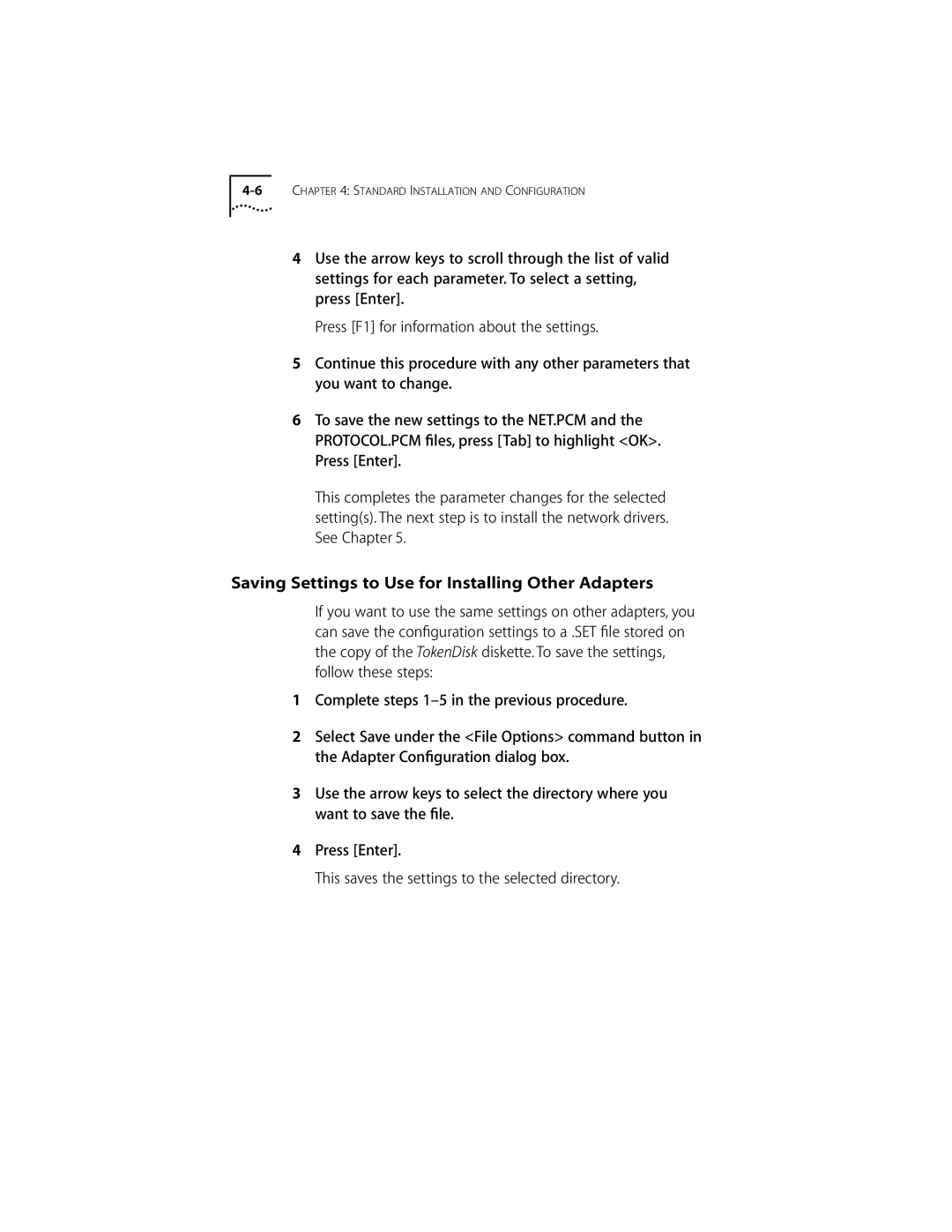 Compaq PC CARD ADAPTER manual Saving Settings to Use for Installing Other Adapters 