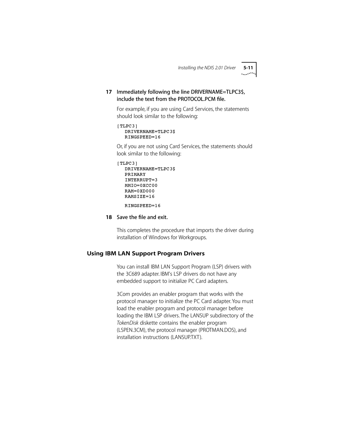 Compaq PC CARD ADAPTER manual Using IBM LAN Support Program Drivers 