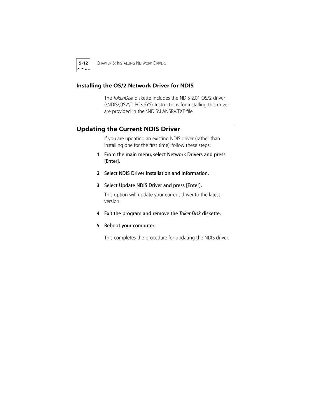 Compaq PC CARD ADAPTER manual Updating the Current Ndis Driver, Installing the OS/2 Network Driver for Ndis 